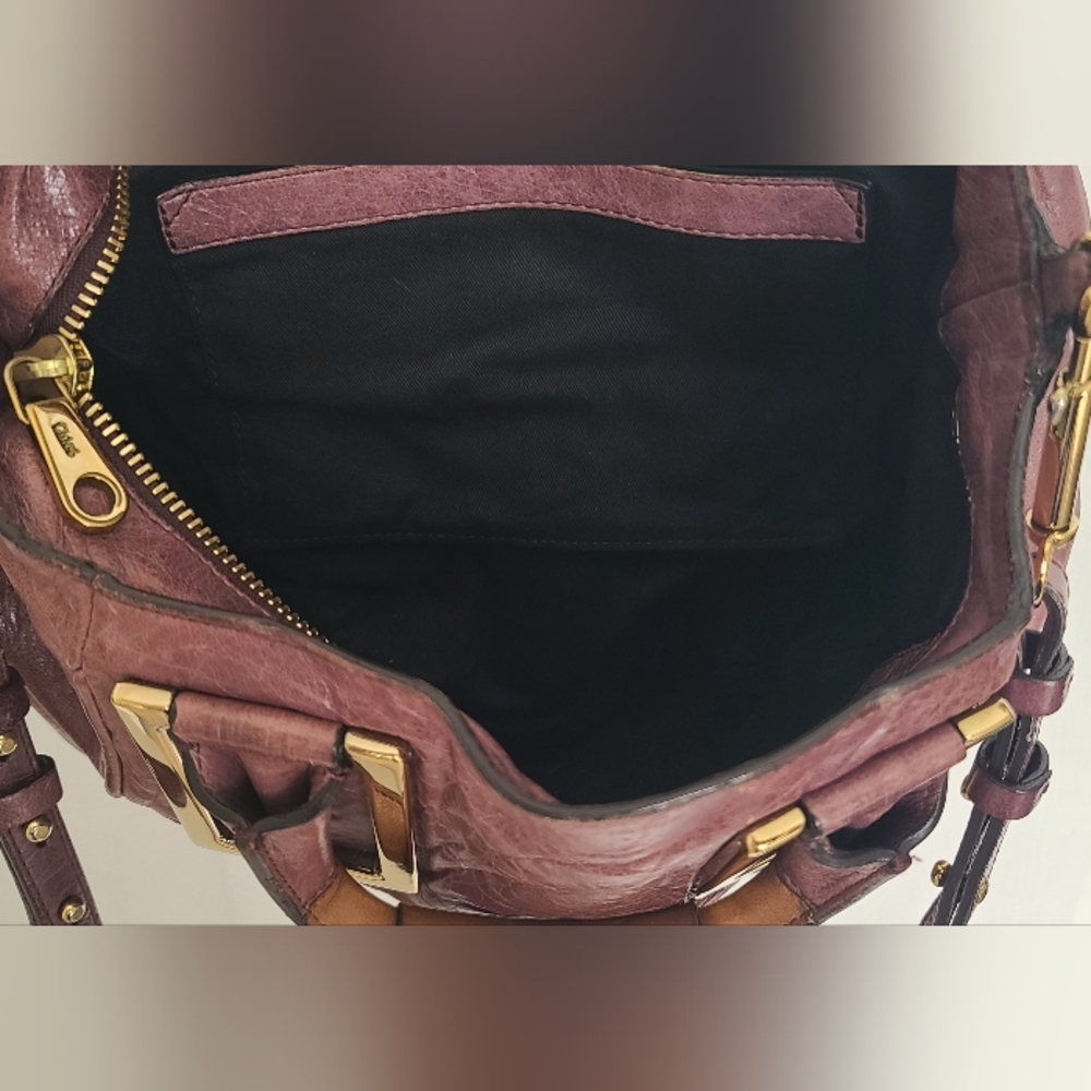 Chloe Burgundy Leather Satchel with Gold Hardware - Picture 7 of 13